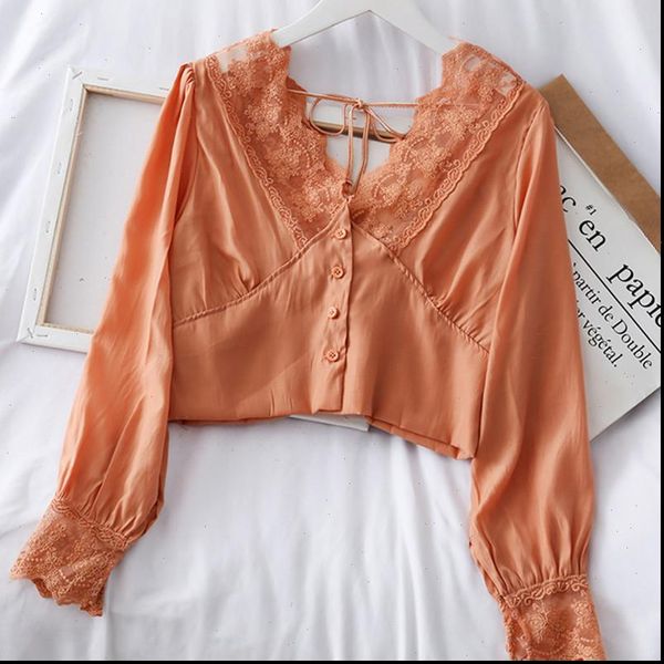 summer autumn french retro lace womens shirt v neck short slim waist buckled and, White
summer autumn french retro lace womens shirt v neck short slim waist buckled and, White