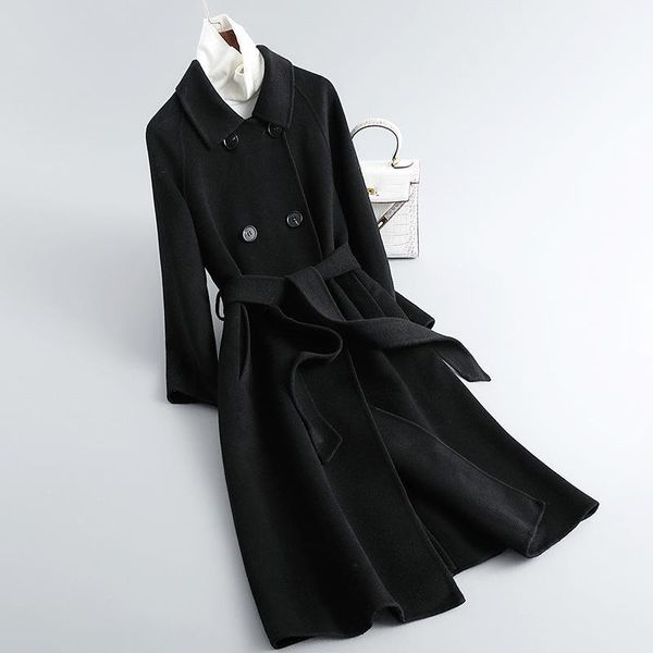 women's wool & blends babel 2021 autumn and winter double faced cashmere overcoat knee high fashion end women, Black
women's wool & blends babel 2021 autumn and winter double faced cashmere overcoat knee high fashion end women, Black