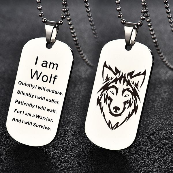 fashion stainless steel wolf men's pendant necklace army dog tag jewelry 
fashion stainless steel wolf men's pendant necklace army dog tag jewelry
