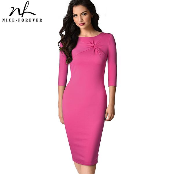 Nice-Forever New Spring Vintage Pink Color Elegant Work Dresses Business Office Bodycon Fitted Slim Women Dress B608, Black
Nice-Forever New Spring Vintage Pink Color Elegant Work Dresses Business Office Bodycon Fitted Slim Women Dress B608, Black