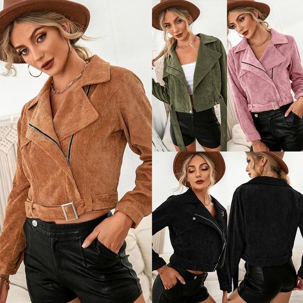 women's jackets jacket women outwear 2021 fashion corduroy solid color belt casual side zipper short coat plus size s-xl, Black;brown
women's jackets jacket women outwear 2021 fashion corduroy solid color belt casual side zipper short coat plus size s-xl, Black;brown