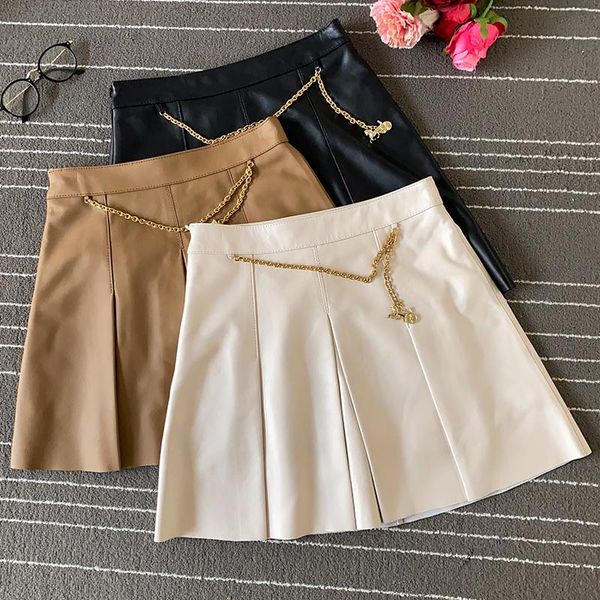 skirts spring autumn 2021 women's chains genuine leather a-line chic high-rise skirt c487, Black
skirts spring autumn 2021 women's chains genuine leather a-line chic high-rise skirt c487, Black