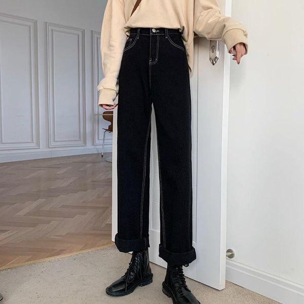 women's jeans plus size black high waist spring and autumn2021 retro straight loose wide leg pants, Blue
women's jeans plus size black high waist spring and autumn2021 retro straight loose wide leg pants, Blue