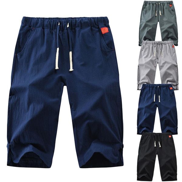 men's calf-length pants summer style linen casual trend rope solid color cropped joggers men clothing, Black
men's calf-length pants summer style linen casual trend rope solid color cropped joggers men clothing, Black
