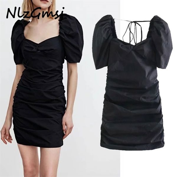 dres solid french square collar pleated slim open back lace up bubble sleeve women's mini skirt 04 210628, Black;gray
dres solid french square collar pleated slim open back lace up bubble sleeve women's mini skirt 04 210628, Black;gray