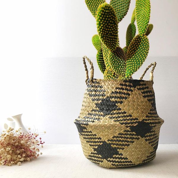 seagrass folding handmade storage basket decorative rattan plant flower pot woven wicker belly laundry home decor 1pc baskets 
seagrass folding handmade storage basket decorative rattan plant flower pot woven wicker belly laundry home decor 1pc baskets