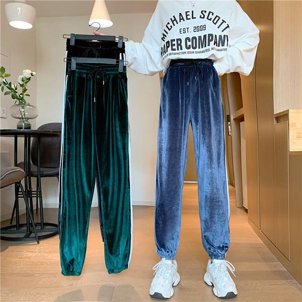 plus size 4xl 2021 autumn fashion women pencil pants lady green velvet wide leg loose slacks female winter slim harem trousers women's, Black;white
plus size 4xl 2021 autumn fashion women pencil pants lady green velvet wide leg loose slacks female winter slim harem trousers women's, Black;white