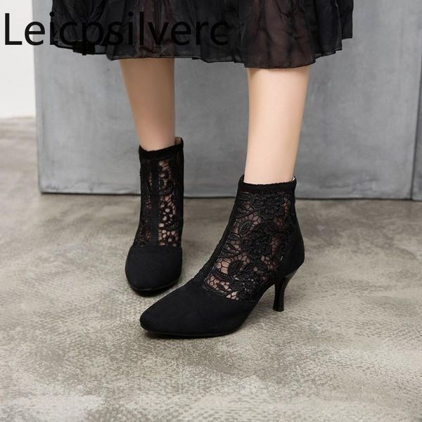 boots women's spring and autumn the fashion pointed zipper mesh fine heel mid short tube shoes plus size 34-43, Black
boots women's spring and autumn the fashion pointed zipper mesh fine heel mid short tube shoes plus size 34-43, Black