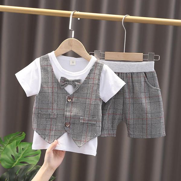 clothing sets summer baby boy gentleman clothes suit infant plaid vest fake two shirt with bow tie+plaid shorts kids girls fashion outfits, White
clothing sets summer baby boy gentleman clothes suit infant plaid vest fake two shirt with bow tie+plaid shorts kids girls fashion outfits, White