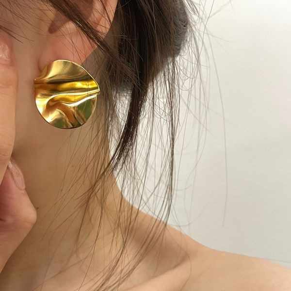 french niche retro three-dimensional artistic sense pleated fashionable round 18k gold earrings cold wind trend accessories female cx220309, Golden
french niche retro three-dimensional artistic sense pleated fashionable round 18k gold earrings cold wind trend accessories female cx220309, Golden
