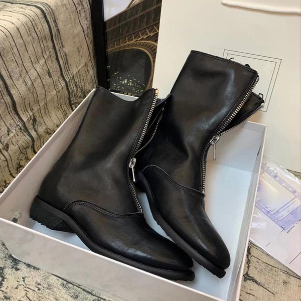 boots 2021 low heel bare fashion shoes net red leather short women's front zipper middle tube, Black
boots 2021 low heel bare fashion shoes net red leather short women's front zipper middle tube, Black