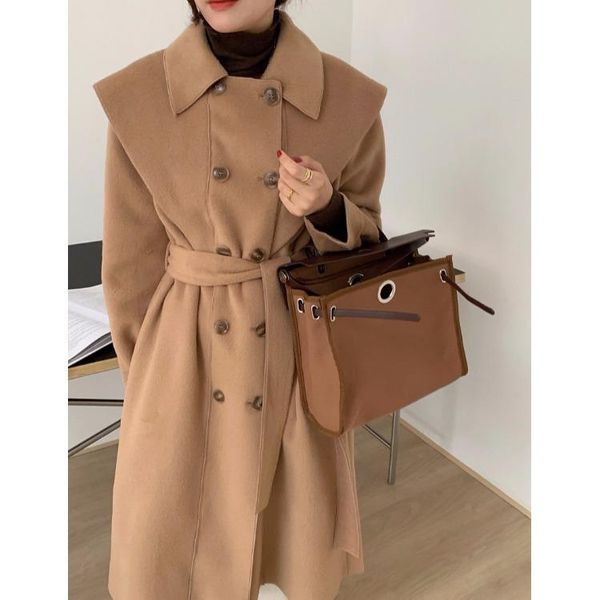 women's wool & blends elegant small sleeve navy get long double woolen cloth in a double-breasted coat qiu dong female waist, Black
women's wool & blends elegant small sleeve navy get long double woolen cloth in a double-breasted coat qiu dong female waist, Black
