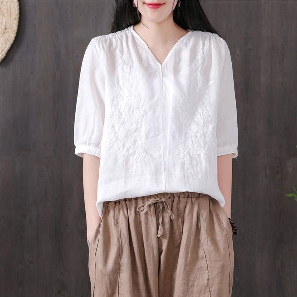 women's t-shirt summer women tshirt plus size short sleeve loose v-neck femme cotton linen embroidery vintage tee shirt 4xl h, White
women's t-shirt summer women tshirt plus size short sleeve loose v-neck femme cotton linen embroidery vintage tee shirt 4xl h, White
