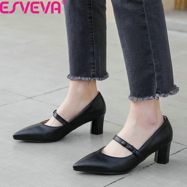 dress shoes esveva 2021 soft pu leather shallow single pointed toe women pumps square high heel slip on big size34-43, Black
dress shoes esveva 2021 soft pu leather shallow single pointed toe women pumps square high heel slip on big size34-43, Black
