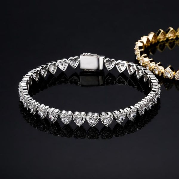 charm bracelets fashion 7mm heart bracelet bling iced full micro pave cubic zirconia womens hip hop jewelry for gift, Golden;silver
charm bracelets fashion 7mm heart bracelet bling iced full micro pave cubic zirconia womens hip hop jewelry for gift, Golden;silver