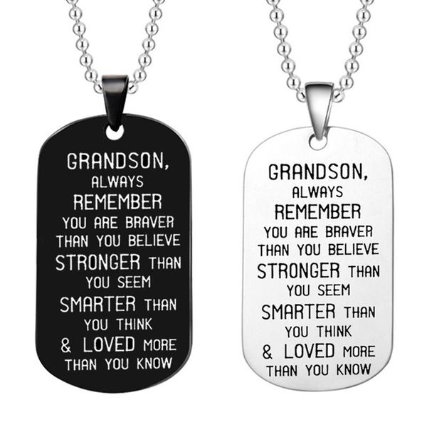 to my grandson stainless steel necklace always remember you are braver stronger smarter than think nekclace energy gift pendant necklaces, Silver
to my grandson stainless steel necklace always remember you are braver stronger smarter than think nekclace energy gift pendant necklaces, Silver