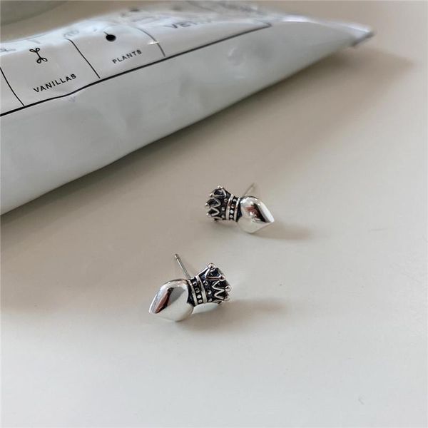 real 925 sterling silver vintage crown stud earrings for women heart niche earring girl engagement jewelry gift, Golden;silver
real 925 sterling silver vintage crown stud earrings for women heart niche earring girl engagement jewelry gift, Golden;silver