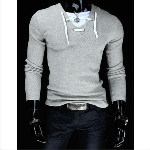 men's t-shirts fashion long-sleeved t-shirt v-neck sling design collar patch casual, White;black
men's t-shirts fashion long-sleeved t-shirt v-neck sling design collar patch casual, White;black