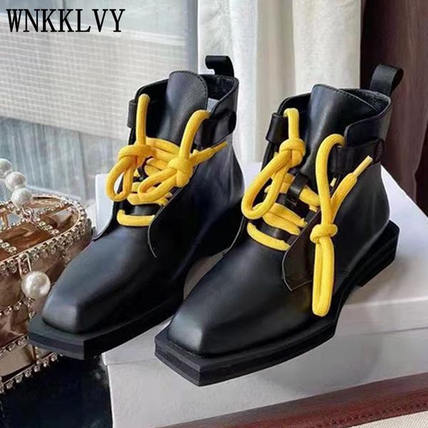 boots runway thick sole ankle women square toe real leather lace up flat platform shoes autumn winter leisure short botas 2021, Black
boots runway thick sole ankle women square toe real leather lace up flat platform shoes autumn winter leisure short botas 2021, Black