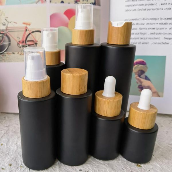 storage bottles & jars arrival 20ml - 80m matte black glass bottle with bamboo lid cap empty essential oil small makeup vials packaging
storage bottles & jars arrival 20ml - 80m matte black glass bottle with bamboo lid cap empty essential oil small makeup vials packaging
