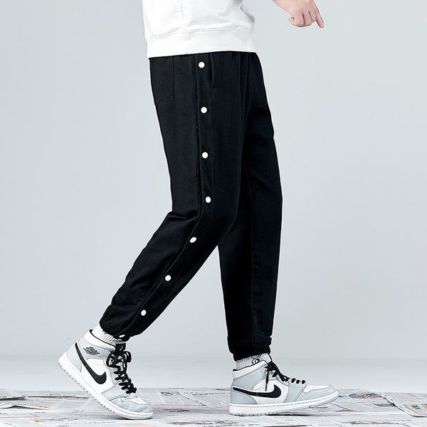 men's pants 2021 summer casual fashion buttoned sporty handsome trousers guard, Black
