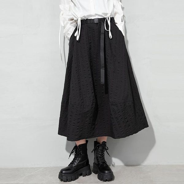 spring black plus size skirt dark a-line white cotton punk long summer high waist skirts