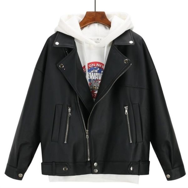 arrival women autumn winter leather jacket oversized boyfriend korean style female faux coat outwear black bike 211221
arrival women autumn winter leather jacket oversized boyfriend korean style female faux coat outwear black bike 211221