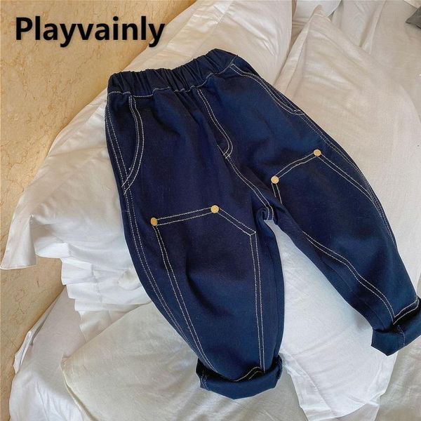 jeans 2021 korean style autumn boys girls elastic waist gold clasp loose haren pants casual denim trousers kids clothes e601, Blue
jeans 2021 korean style autumn boys girls elastic waist gold clasp loose haren pants casual denim trousers kids clothes e601, Blue