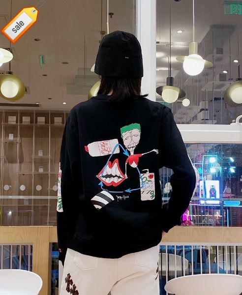 new ch2022ss autumn and winter heavy industry embroidery lip letter round neck long sleeve loose pullover sweater, Black
new ch2022ss autumn and winter heavy industry embroidery lip letter round neck long sleeve loose pullover sweater, Black