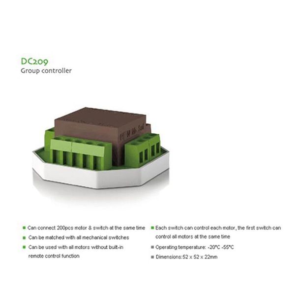 smart home control dc209 group cluster controller for s sl q type tubular motor,433mhz 230v electric roller blinds window shutter
smart home control dc209 group cluster controller for s sl q type tubular motor,433mhz 230v electric roller blinds window shutter