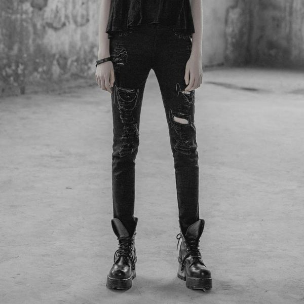 women's pants & capris punk rave women personality broken hole jeans style denim self-cultivation metal chain handsome trousers, Black;white
women's pants & capris punk rave women personality broken hole jeans style denim self-cultivation metal chain handsome trousers, Black;white