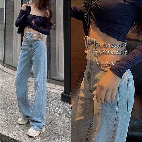 women's jumpsuits & rompers design link chain high waist jeans autumn korean loose wide leg vintage denim streetwear zrc6, Black;white
women's jumpsuits & rompers design link chain high waist jeans autumn korean loose wide leg vintage denim streetwear zrc6, Black;white