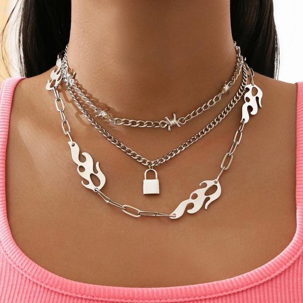 pendant necklaces aprilwell 3 pcs lock flame layered drop necklace for women aesthetic silver color chain 2021 jewelry gift e-girl friend
pendant necklaces aprilwell 3 pcs lock flame layered drop necklace for women aesthetic silver color chain 2021 jewelry gift e-girl friend