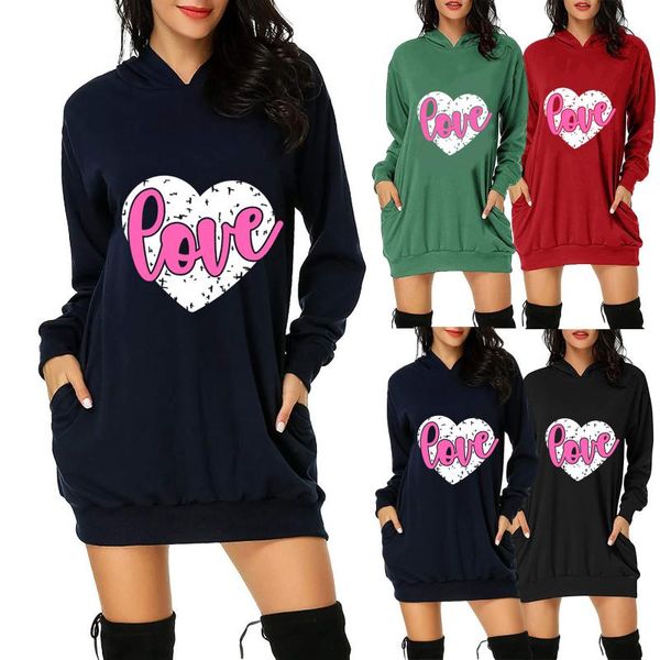 women valentine's day heart pattern print long hoodies sweatshirts dress loose sports hooded pullovers jumper tunics pull femme women&#, Black
women valentine's day heart pattern print long hoodies sweatshirts dress loose sports hooded pullovers jumper tunics pull femme women&#, Black