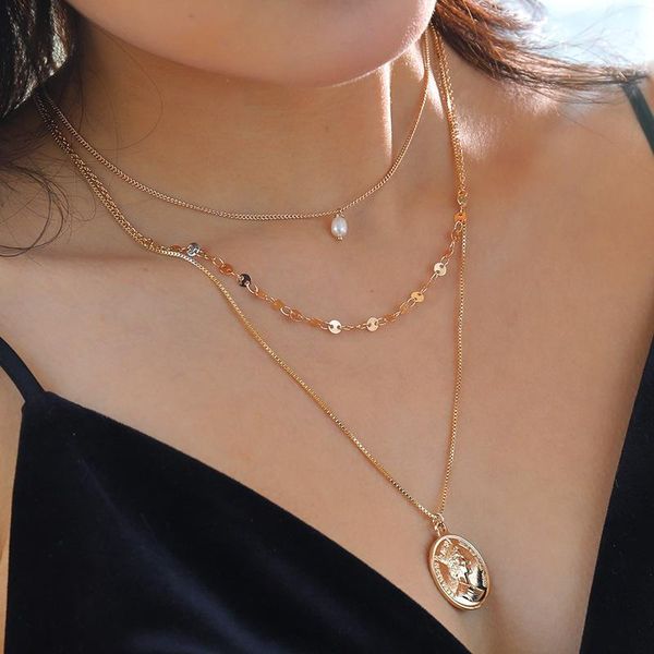 portrait embossed simulation pearl pendant necklace fashion jewelry metal chain beach boho chunky choker necklaces for women, Silver
portrait embossed simulation pearl pendant necklace fashion jewelry metal chain beach boho chunky choker necklaces for women, Silver