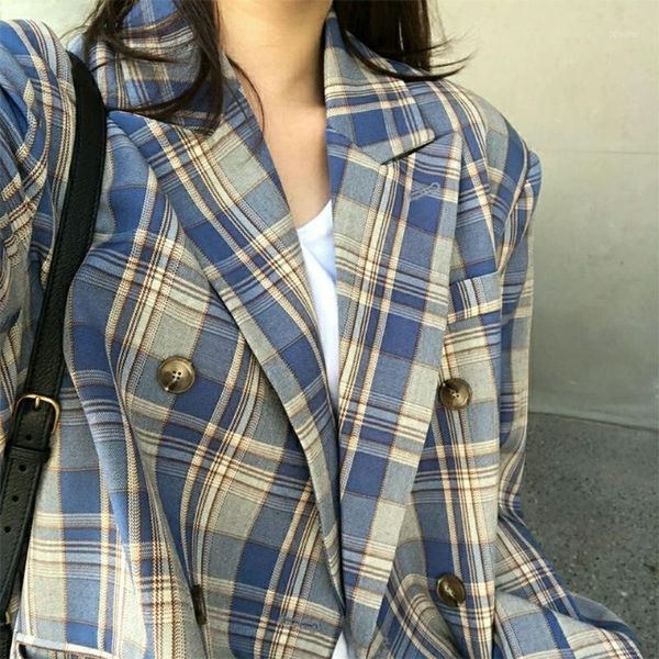 men's suits & blazers korean early spring and autumn clothing loose temperament plaid suit coat women's mid length chic fashion, White;black
men's suits & blazers korean early spring and autumn clothing loose temperament plaid suit coat women's mid length chic fashion, White;black
