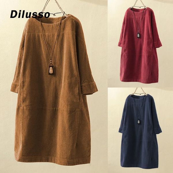 casual dresses women vintage pockets corduroy dress solid color long sleeve robe hiver femme longue, Black;gray
casual dresses women vintage pockets corduroy dress solid color long sleeve robe hiver femme longue, Black;gray