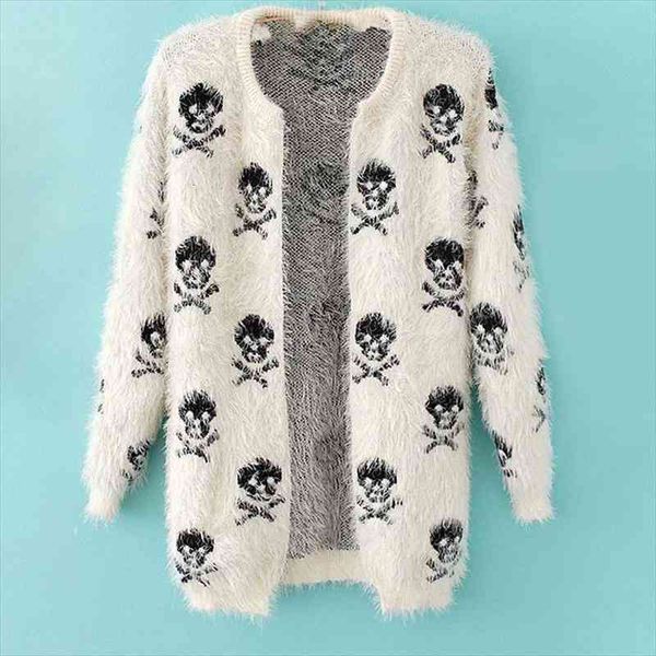 korean fashion skull sweater for women gothic clothing autumn and winter o-neck long knitted cardigan white black streetwear
korean fashion skull sweater for women gothic clothing autumn and winter o-neck long knitted cardigan white black streetwear