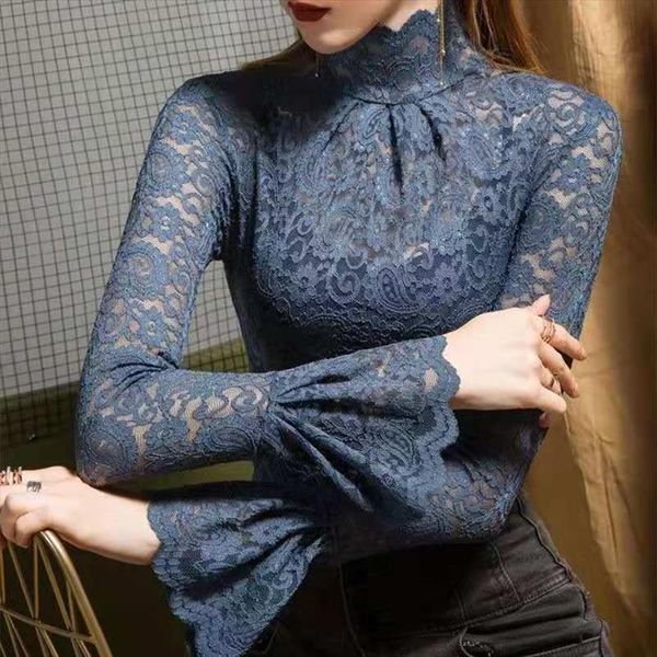 autumn lace stretch turtleneck bell womens blouses sleeve blusas mujer de moda, White
autumn lace stretch turtleneck bell womens blouses sleeve blusas mujer de moda, White