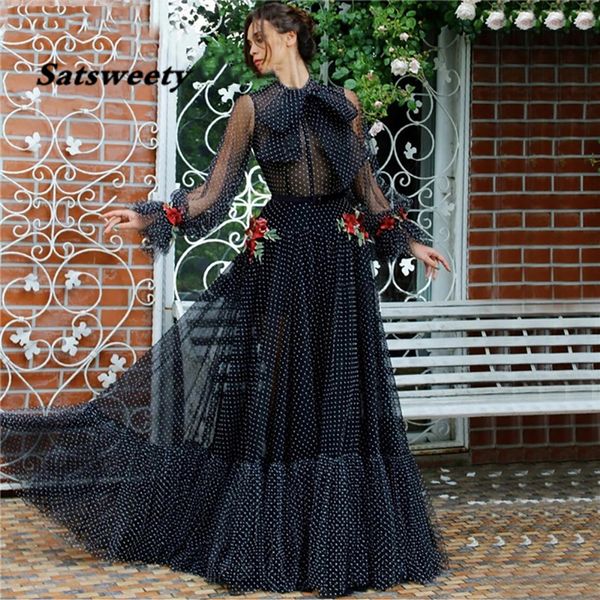 black evening dresses 3d flowers party gown dot chiffon puff sleeves formal prom dress vestido de festa, Black;red
black evening dresses 3d flowers party gown dot chiffon puff sleeves formal prom dress vestido de festa, Black;red
