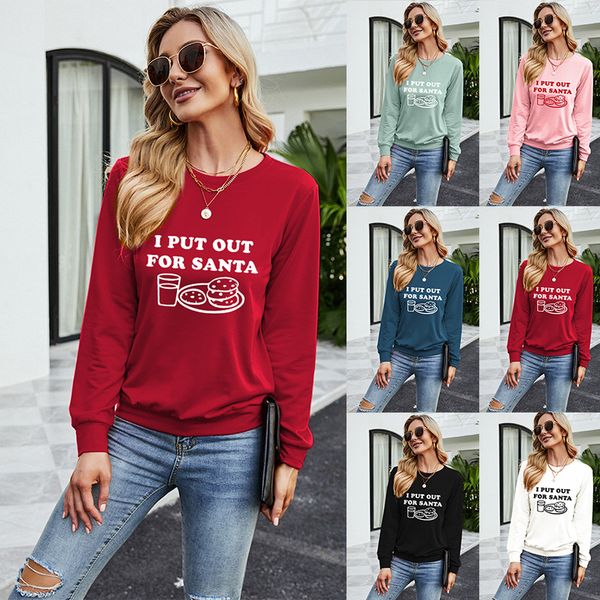 women's autumn and winter christmas letter printed round neck long sleeve sweater, Black
women's autumn and winter christmas letter printed round neck long sleeve sweater, Black