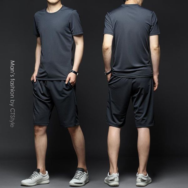 summer men's short-sleeved casual sports suit ice silk t-shirt 2021 shorts two-piece trend tracksuits, Gray
summer men's short-sleeved casual sports suit ice silk t-shirt 2021 shorts two-piece trend tracksuits, Gray