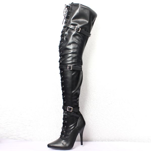 super high heel 12cm heel flex pu slim elastic over knee boots high boots, Black;white
super high heel 12cm heel flex pu slim elastic over knee boots high boots, Black;white