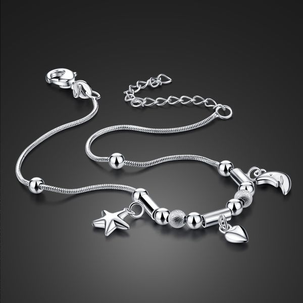 bohemia sweet simple stars moon heart anklet 100% 925 sterling silver ankel beach foot chain bracelet women jewelry girl gift, Red;blue
bohemia sweet simple stars moon heart anklet 100% 925 sterling silver ankel beach foot chain bracelet women jewelry girl gift, Red;blue