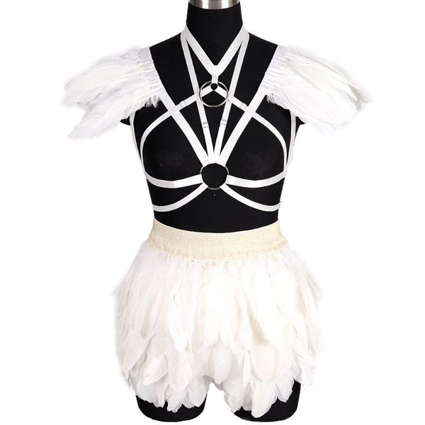 bras sets natural feathers harness for women erotic lingerie set sword belt collar accessories elastic bondage cage bra suspenders garters, Red;black
bras sets natural feathers harness for women erotic lingerie set sword belt collar accessories elastic bondage cage bra suspenders garters, Red;black