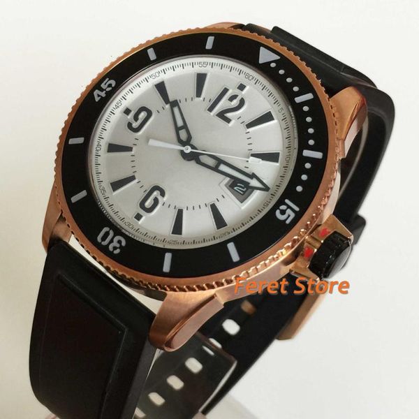 wristwatches 43mm fashion men's watch white sterile dial rubber strap rose gold stainless case automatic, Slivery;brown
wristwatches 43mm fashion men's watch white sterile dial rubber strap rose gold stainless case automatic, Slivery;brown