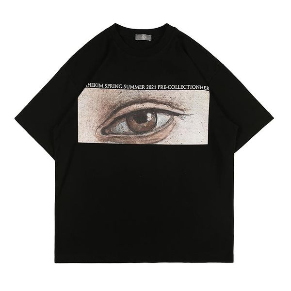 men's t-shirts retro eyes print o neck cotton summer tshirts men and women short sleeve oversize casual t shirt hip hop loose tee, White;black 
men's t-shirts retro eyes print o neck cotton summer tshirts men and women short sleeve oversize casual t shirt hip hop loose tee, White;black