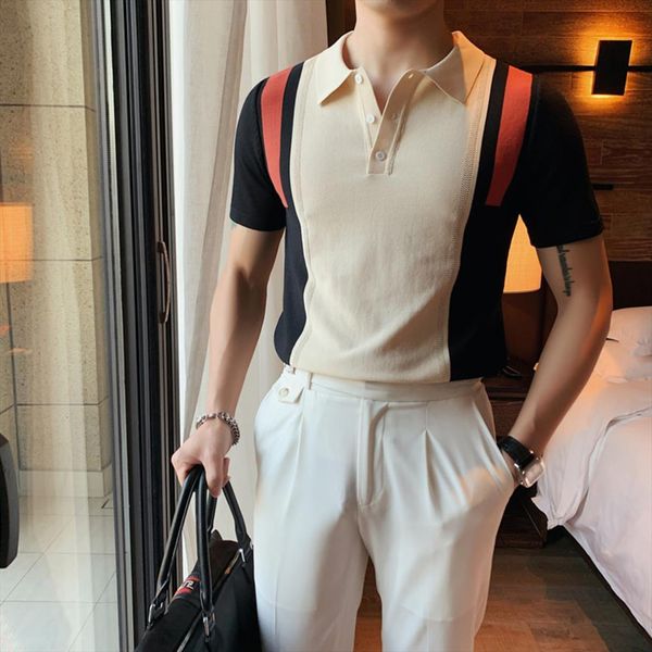 british slim fit knitted shirt mens polo ice slik camisa hombre 4xl trendy spliced color summer clothing, White;black
british slim fit knitted shirt mens polo ice slik camisa hombre 4xl trendy spliced color summer clothing, White;black