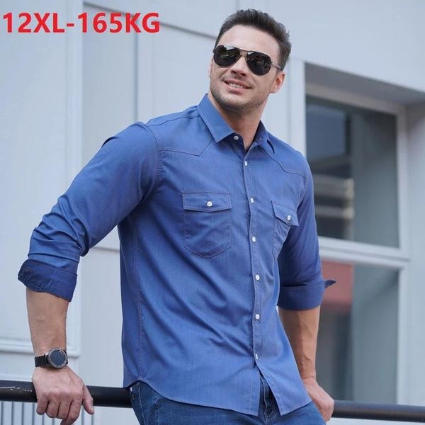 men's casual shirts autumn 10xl 12xl 11xl large size men denim shirt expensive long sleeve oversize fat cow boy pockets blue 58, White;black
men's casual shirts autumn 10xl 12xl 11xl large size men denim shirt expensive long sleeve oversize fat cow boy pockets blue 58, White;black