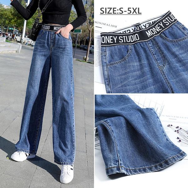 s-5xl ladies elastic high waist thin wide leg jeans letter belt classic blue denim fashion loose women flared pants women's
s-5xl ladies elastic high waist thin wide leg jeans letter belt classic blue denim fashion loose women flared pants women's
